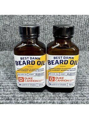 Lot Of 2 Duke Cannon Best Damn Beard Oil Redwood Scent 3 Oz each NEW